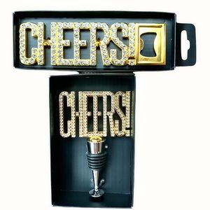 NWTs Goldtone & Bling bottle opener and wine bottle stopper set. Amazing!!